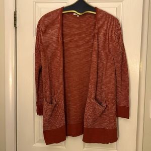 Madewell Oversized Terra Cota Striped Cardigan Sweater XS
